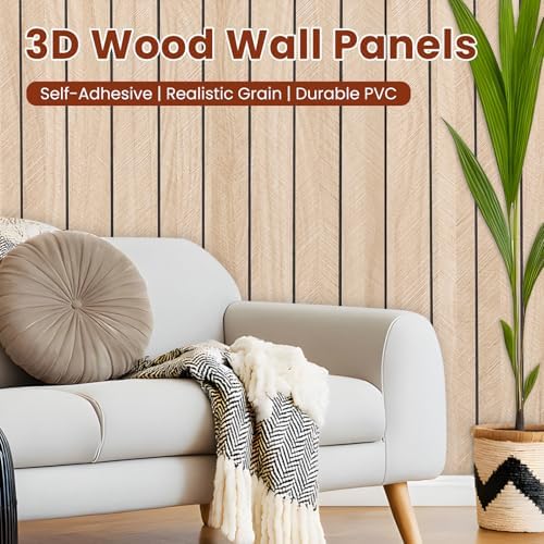 Thick Peel and Stick Slat Wall Panel Self-Adhesive 3D Wood Grain - Image 2