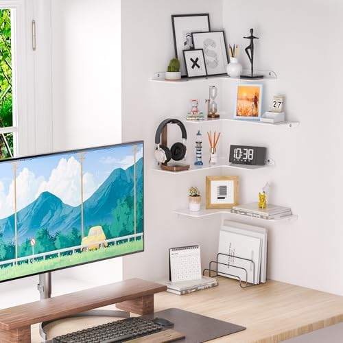 Sezanrpt 8x11.8 Inch Corner Shelf Wall Mount Set of 4, Wall Organizer Shelf - Image 2