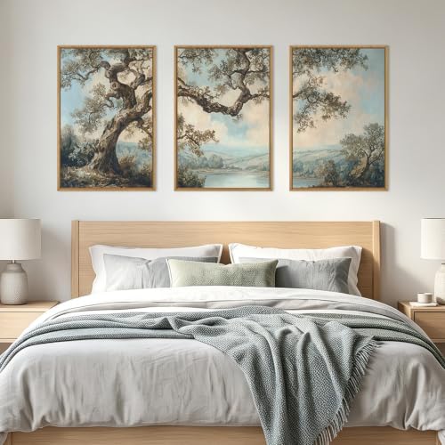 BINCUE Large Nature Wall Art Vintage Tree Artwork Set of 3 Forest Painting - Image 6