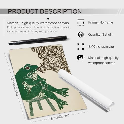 Vintage Japanese Wall Art Funny Frog Smoking a Cigarette Poster Retro Oriental - Image 2