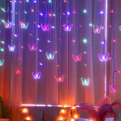 Butterfly Curtain Fairy Lights USB Plug in, 120 LED 8 Modes 20FT Firefly by SunKite