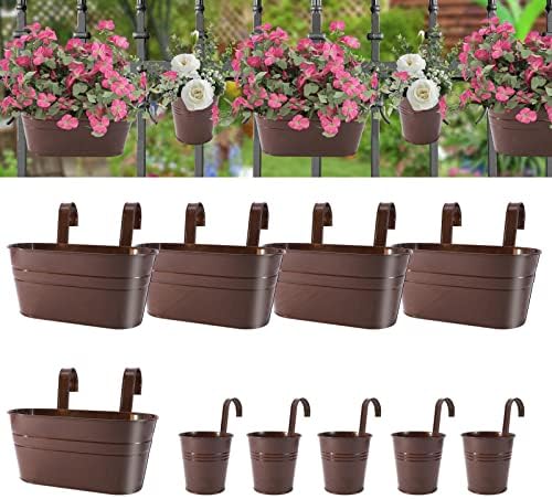 HowRU Metal Iron Flower Pots for Railing Fence Hanging Bucket Pots and Hanging by HowRU