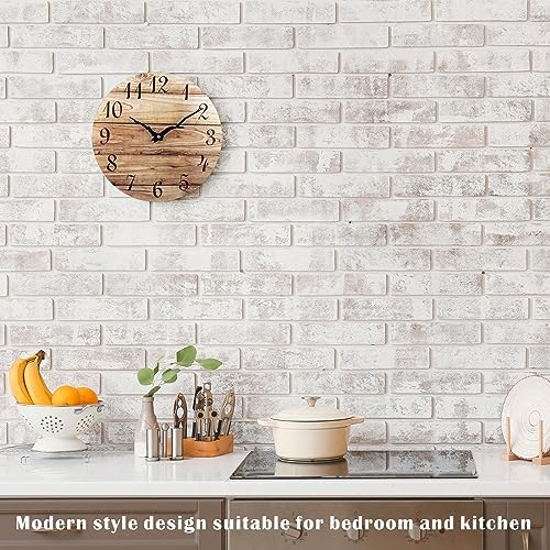 Plumeet Small Wall Clock, Rustic Country Village Walnut Clocks Decorative - Image 6