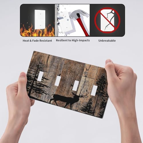 Light Switch Covers Rustic Forest Antler Elk Deer Silhouettes Animals Wood - Image 6