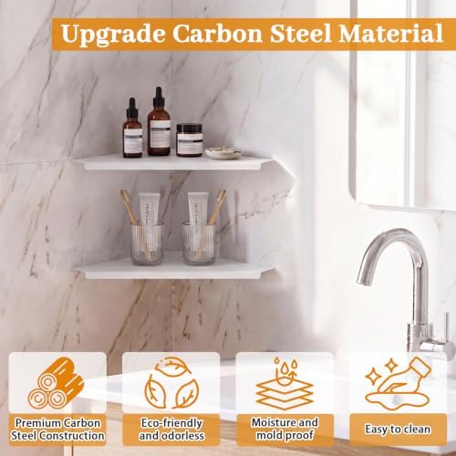 White Corner Floating Shelves Wall Mounted, Metal Set of 2 - Image 7