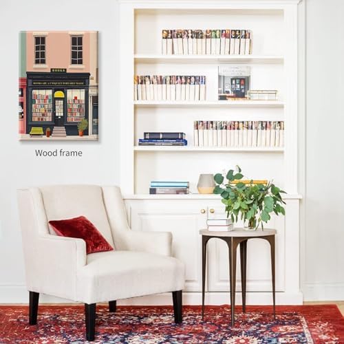 Pink Bookshop Poster Book Wall Art The Bookshop On The Corner Paintings Prints - Image 6
