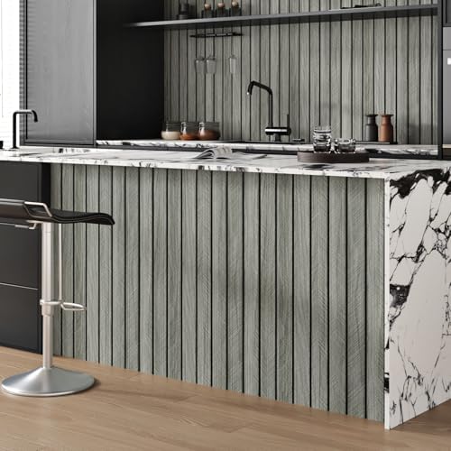 Grey Wood Grain Slat Panels for Interior Wall Decor Peel and Stick - Image 4