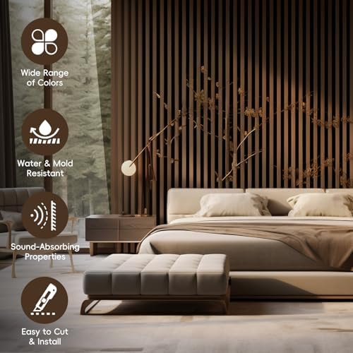 RITOLLO Wood Panels for Wall, Acoustic Wall Panels 92.5 x 11 in, 4 Pack - Image 3