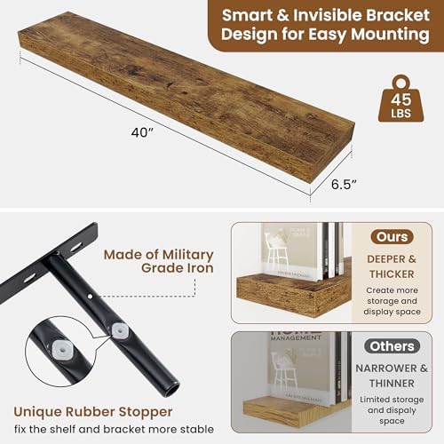 Floating Shelves for Wall, Wall Mounted Wood Shelves - Image 3