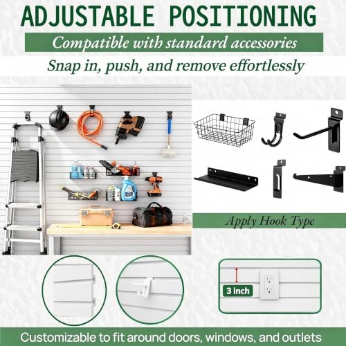 Slat Wall Paneling 4x8 ft Garage Organizer Storage Systems, Heavy Duty PVC - Image 2