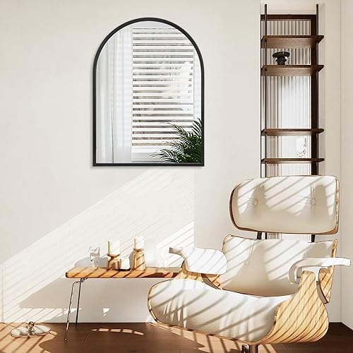 Arch Wall Mirror 28"x20" Large Black Bathroom Mirror Metal Frame Mirrors - Image 4