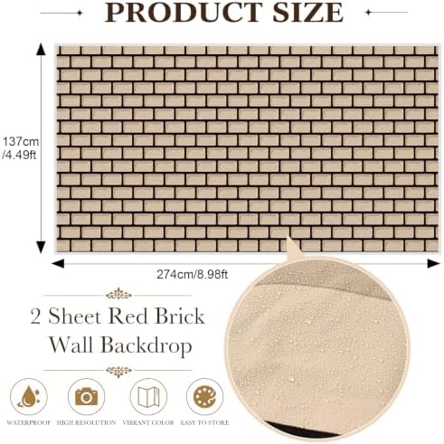 Chuangdi 2Pcs 4.5 x 9ft Brick Stone Backdrop Wallpaper Tablecloth - Image 2