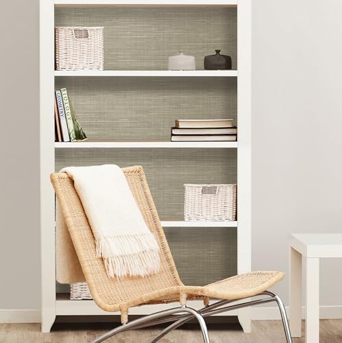 NuWallpaper Neutral Faux Grasscloth Peel and Stick Wallpaper, Textured - Image 5