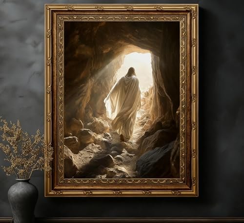 3D Textured Canvas Wall Art Vintage Carved Gold Frame Christian Jesus - Image 6
