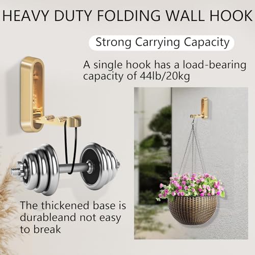 4PCS Foldable Wall Hooks, Heavy Duty Zinc Alloy Flip-Down Coat Hooks - Image 4