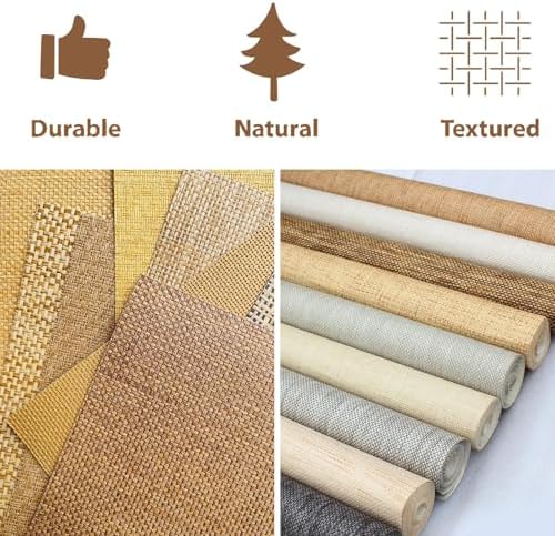 Grasscloth Wallpaper Textured Woven Wallcovering, Natural Plant Fiber Contact - Image 3