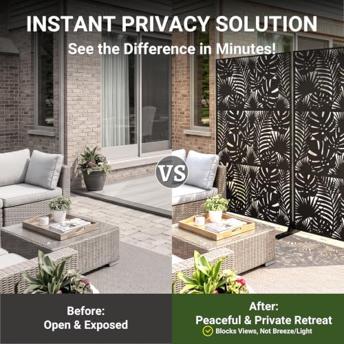 Metal Privacy Screen Outdoor – 72in Decorative Laser Cut Steel Garden Divider - Image 4