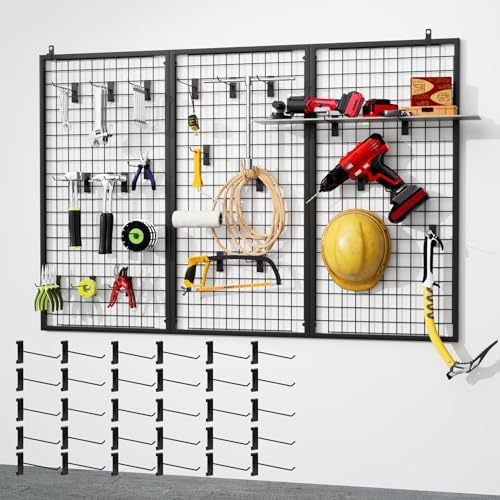 3pcs Grid Wall Panels Display Stand -Wire Grid Hanging Rack by ztysn
