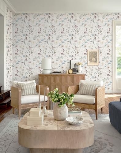 Heroad Boho Floral Bird Botanical Wallpaper Beige Neutral Peel and Stick - Image 4
