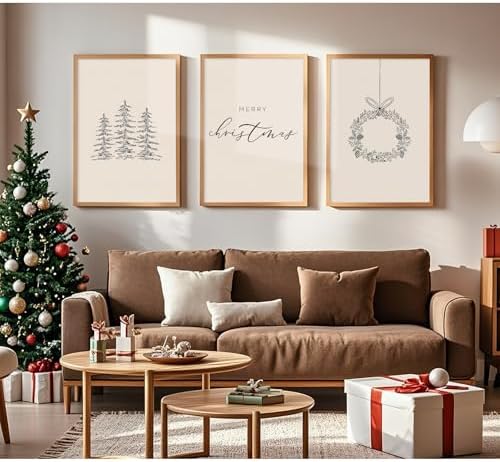 Baccone Christmas Wall Art Winter Xmas Canvas Decor Merry Christmas Wall Art - Image 4