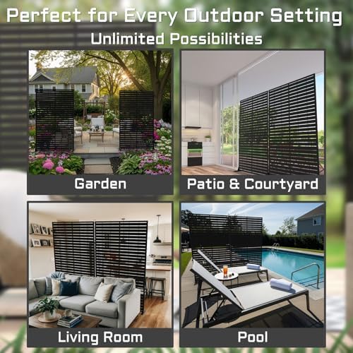 72" H Metal Outdoor Privacy Screen – Freestanding Rustproof Louvered Fence Panel - Image 5