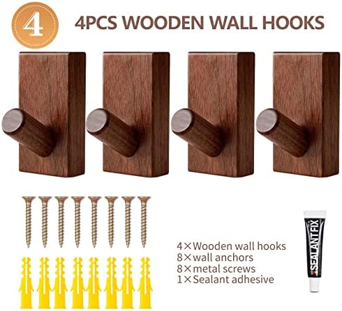 QUELLANCE Wood Coat Hooks Wall Mounted - Image 4