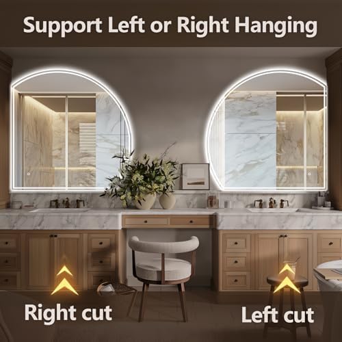 Niccy Half Moon LED Bathroom Mirrors, Irregular Backlit Vanity Mirror - Image 2