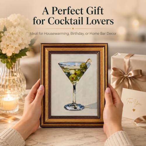 Gold Framed Wall Art, Vintage Martini Glass - Image 7