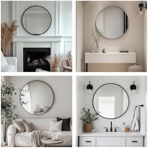 Oruii Large Round Mirror, 28 inch Circle Mirror, Matte Black Metal Frame - Image 6