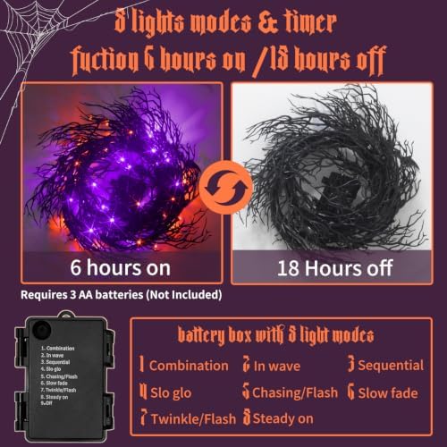 9 Ft Halloween Decor Vine with 45 LED Lights, Adjustable Shape - Image 6