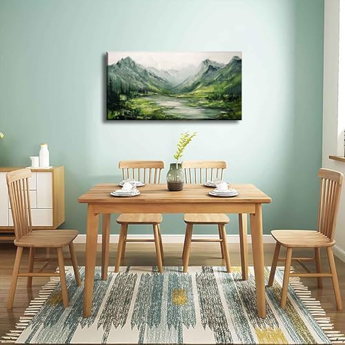 Large Green Mountain Canvas Wall Art Texture Mountain Landscape painting Decor - Image 5
