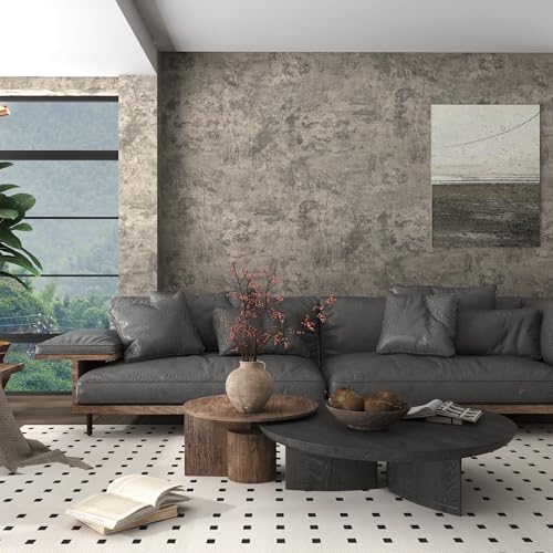 JSEVEM 31"×354" Light Brown Concrete Wallpaper Peel and Stick Industrial Beige - Image 2