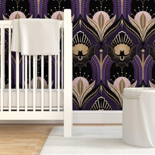 Spoonflower Art Deco Bats Peel and Stick Wallpaper - Image 6