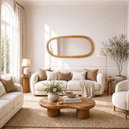 Saliwa Irregular Wall Mirror Full Length, 47.6" x 21.5" Wood Floor Length Mirror - Image 2