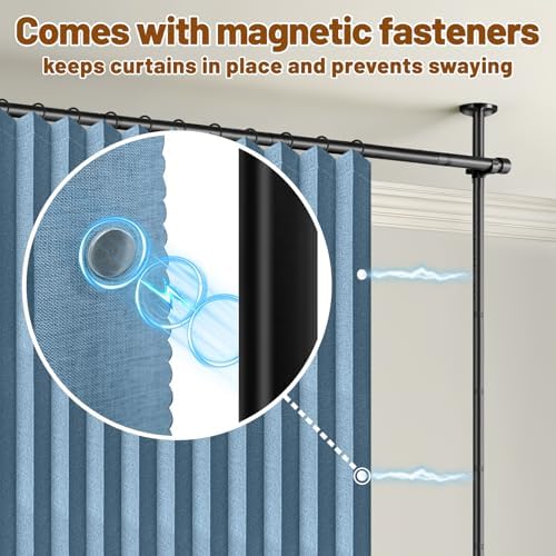 AJAZZ Room Divider Curtain+ Tension Curtain Rod No Drilling 43-120× 35-200 in - Image 6
