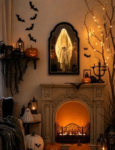 20" Haunted Ghost Mirror with LED Lights & Scary Voice Changer - Image 7