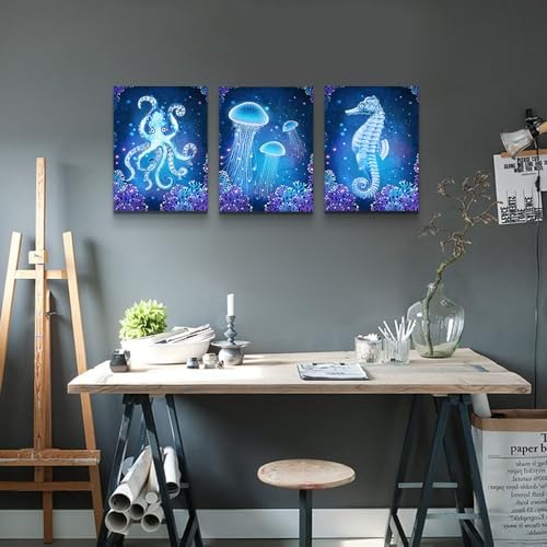 Lapremoly Blue Ocean Animal Seascape Canvas Prints Wall Art Paintings - Image 5