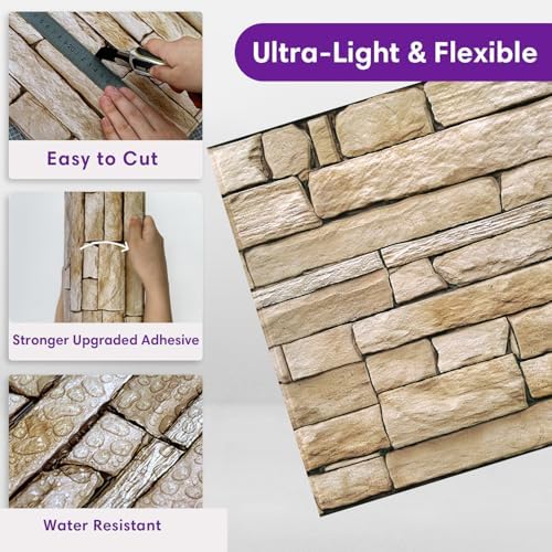 3D Faux Stone Wall Panels Peel and Stick, Designed - Image 4