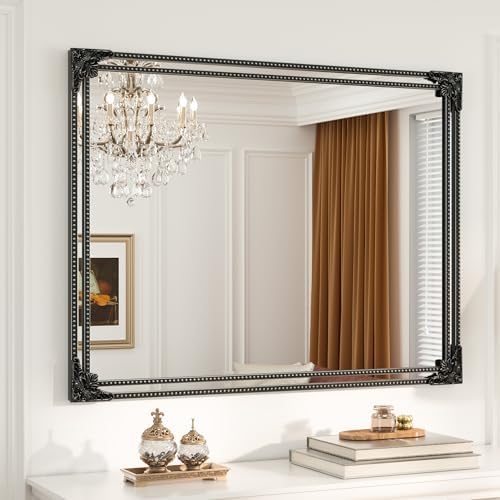 Keonjinn 40x30 Inch Black Antique Vintage Mirror, Brass Baroque Mirror by Keonjinn