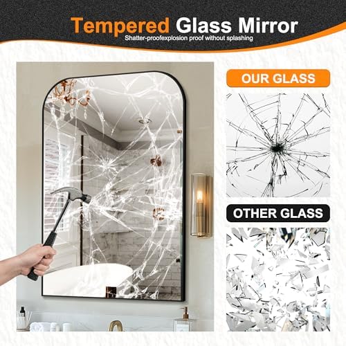 Delma 40"x28" Black Metal Framed Bathroom Mirror - Image 6