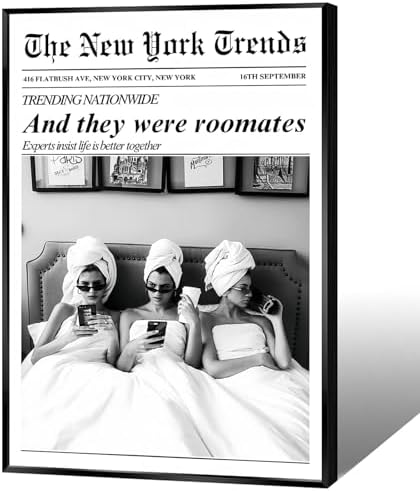 Vintage Black And White Newspaper Canvas Wall Art Trendy And They Were by Unknown