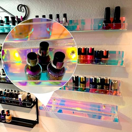 4 Pack 15 Inch Iridescent Acrylic Floating Wall Shelves, Rainbow Shelves - Image 3