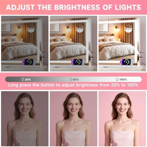 Vanity Mirror with Lights, Dimmable 3 Modes, Memory Function, Smart Touch - Image 6