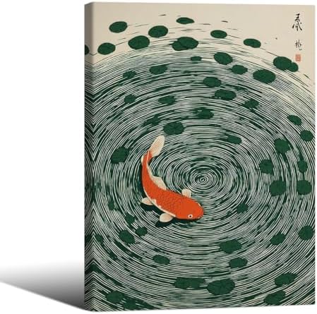 Japanese Koi Fish Framed Poster Oriental Asian Lucky Carp Canvas Wall Art 11x14 by Unknown