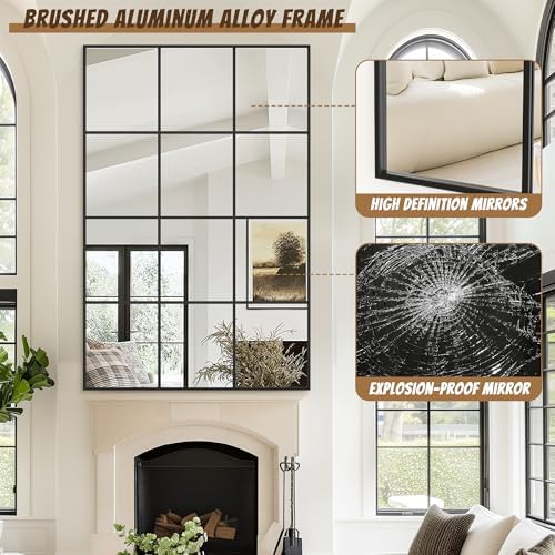 Antok Wall Mirror, Metal Framed Wall Mounted Mirror, Hanging or Leaning - Image 5