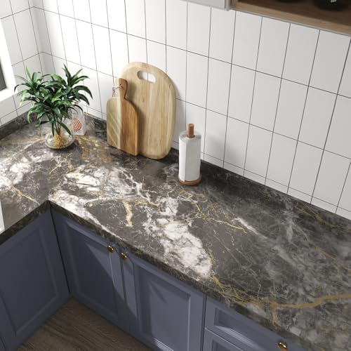 BAYYA Countertop Covers Peel Stick Wallpaper Glossy Marble Contact Paper - Image 2