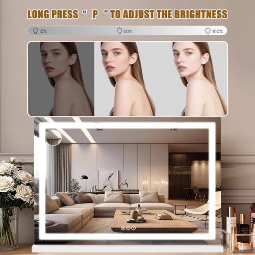 Vanity Mirror with Lights 32"x22", LED Makeup Mirror, 3 Color Lighting Modes - Image 4