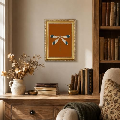 Gold Framed Dragonfly Wall Art, Antique Insect Picture Wall Decor16x12in - Image 6