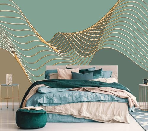 Gold Geometric Line Wallpaper Mural Peel and Stick 137"x100" - Image 3