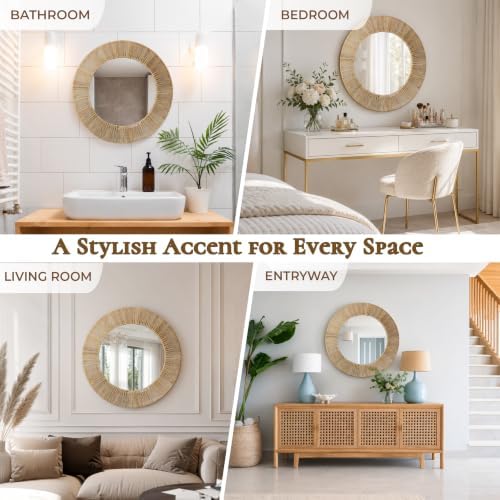 24 Inch Natural Jute Wall Mirror - Image 7